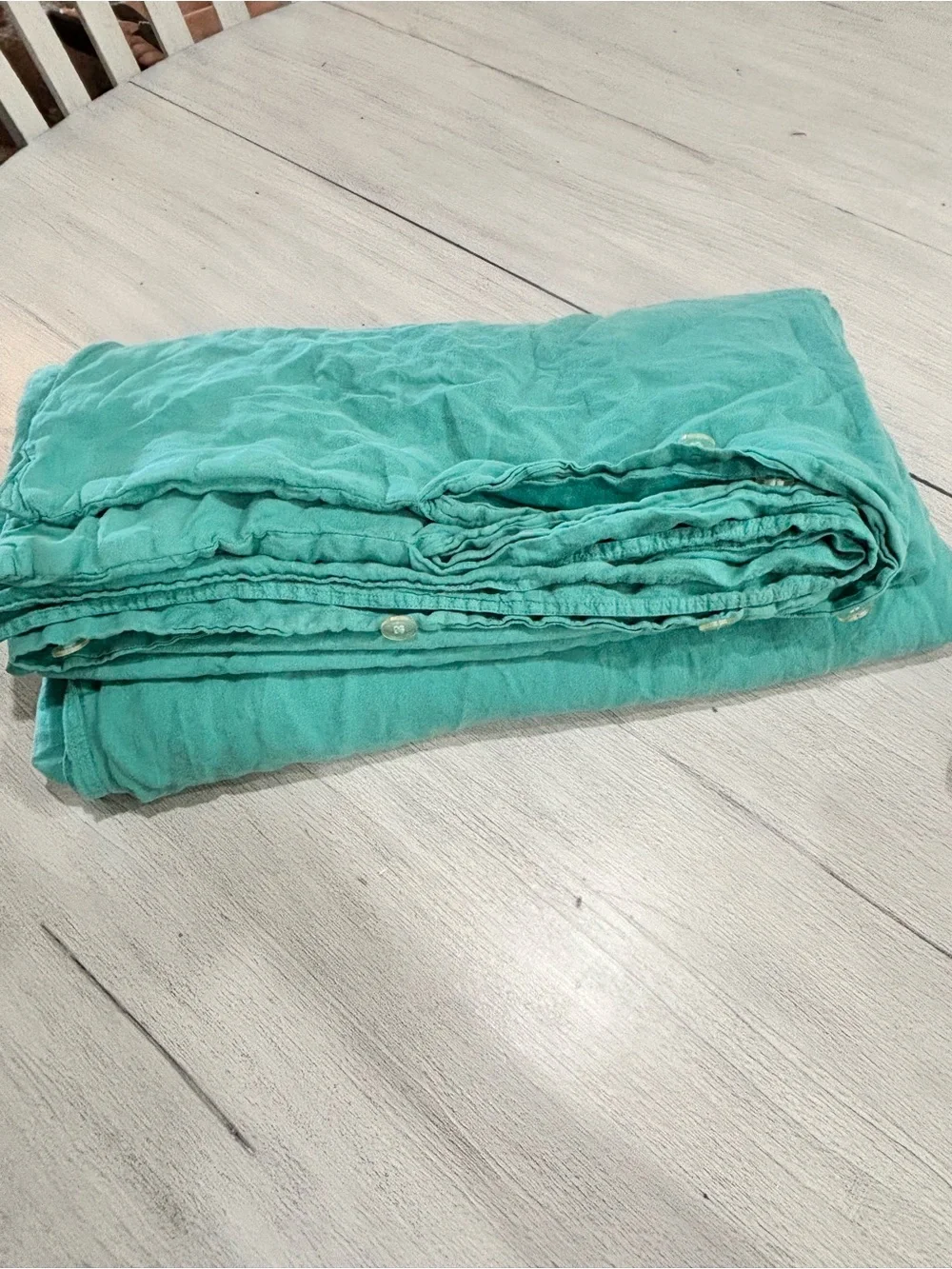 BROOKLINEN Teal Turquoise Blue 100% Washed European Linen Duvet Cover Full/Queen